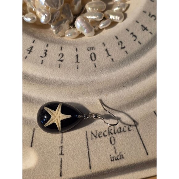 Starfish Resin Teardrop Earrings With Stainless Steel Hooks - Picture 3 of 3